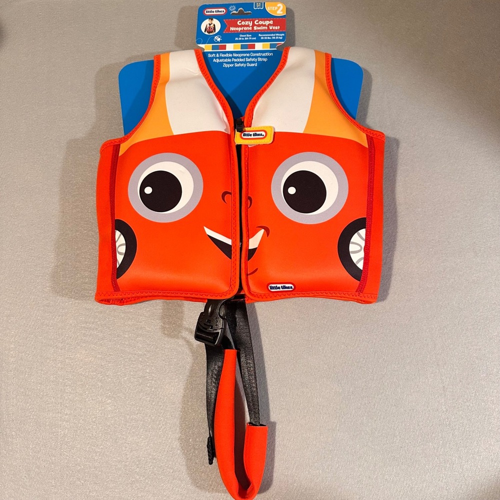 NEW NWT Little Tikes Cozy Coupe Neoprene Swim Vest Kids 3-6 Years Red LT2730CC